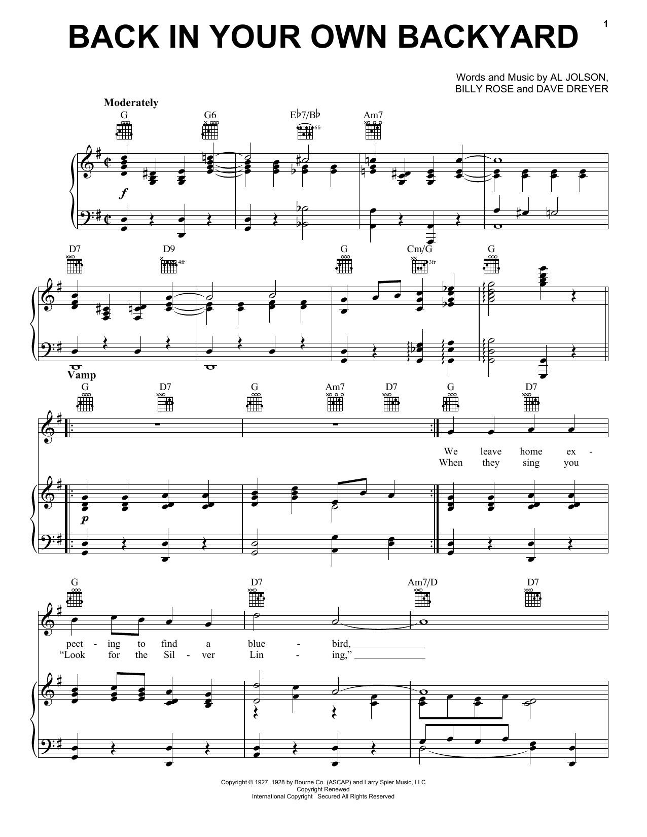 Download Billy Rose Back In Your Own Backyard Sheet Music