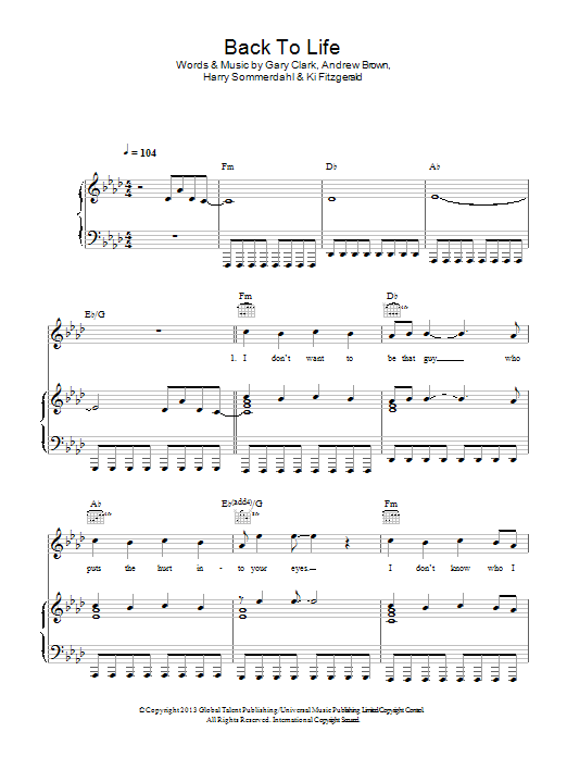 Download Lawson Back To Life Sheet Music
