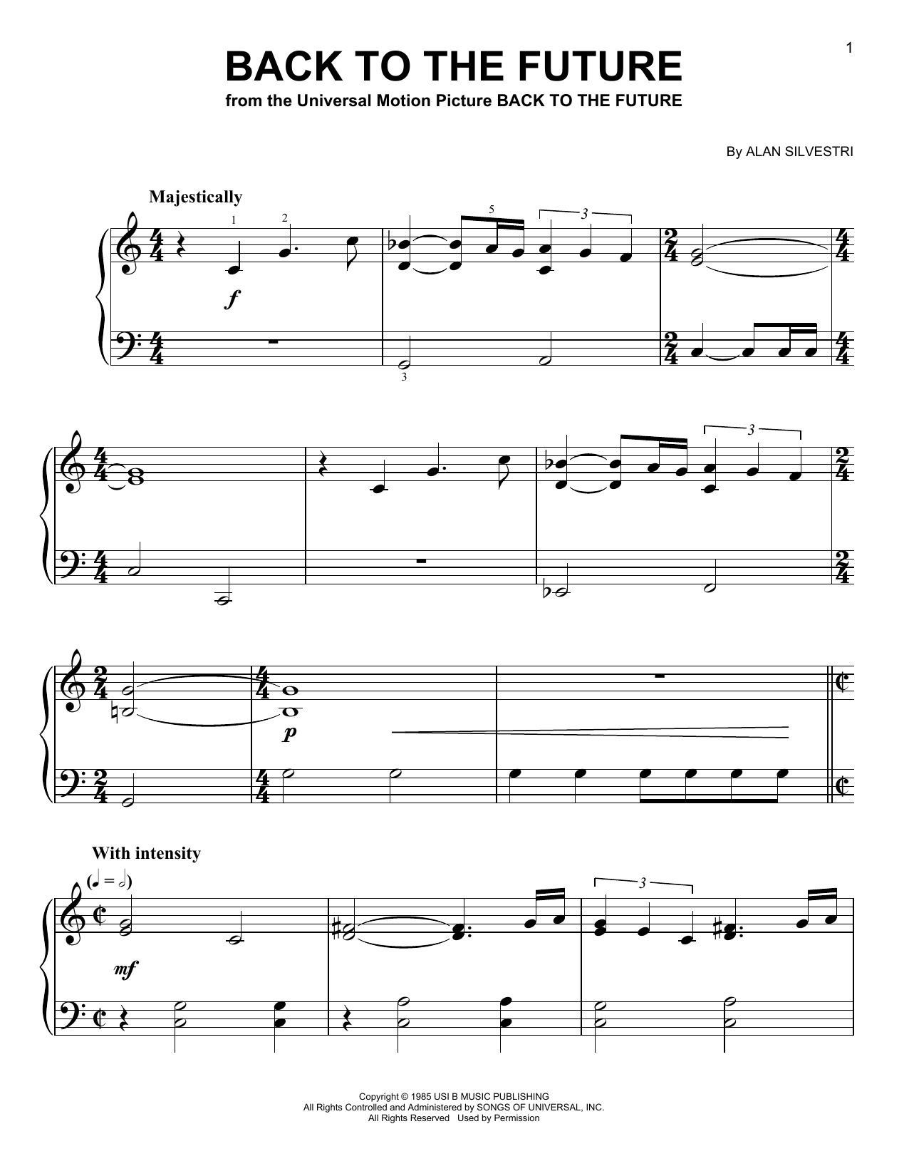 Download Alan Silvestri Back To The Future (from Back To The Fu Sheet Music