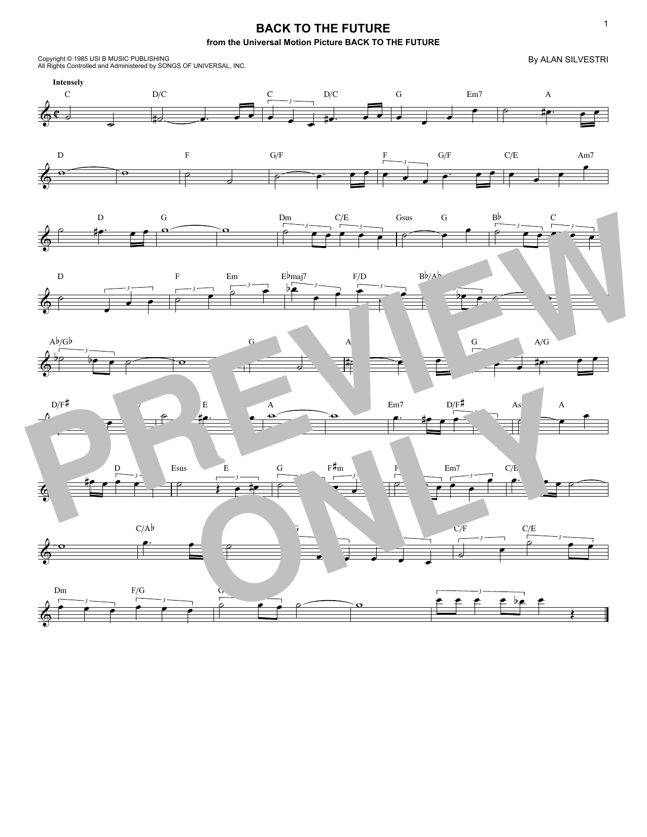 Download Alan Silvestri Back To The Future (Theme) Sheet Music