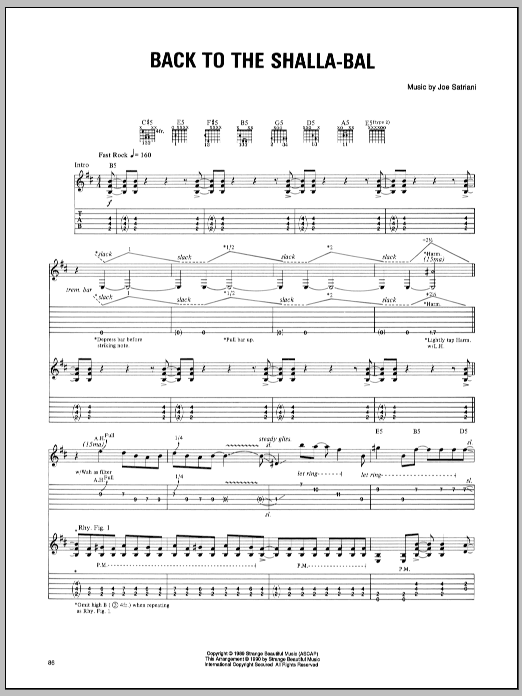 Download Joe Satriani Back To The Shalla-Bal Sheet Music