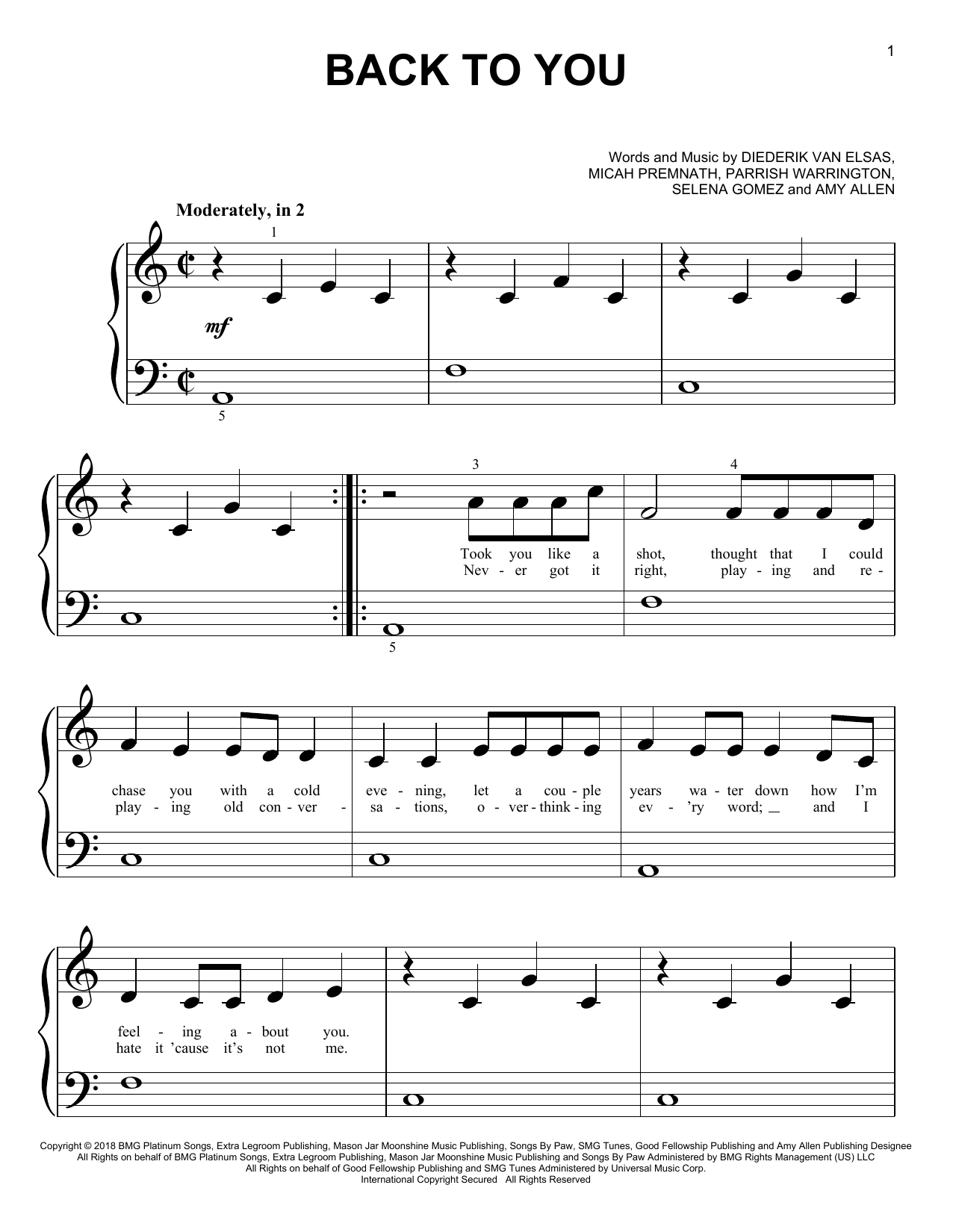 Download Selena Gomez Back To You (from 13 Reasons Why) Sheet Music