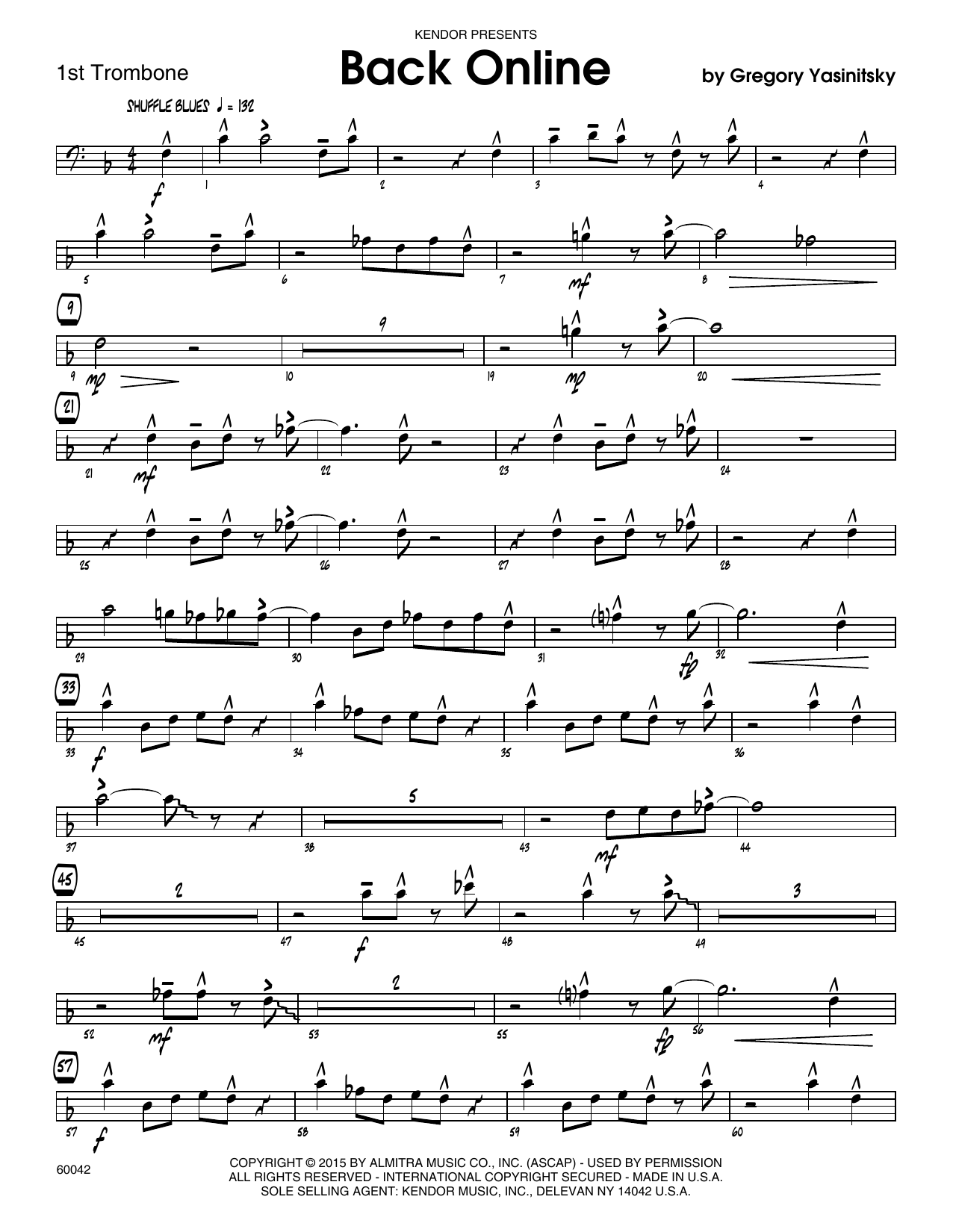 Download Gregory Yasinitsky Back Online - 1st Trombone Sheet Music