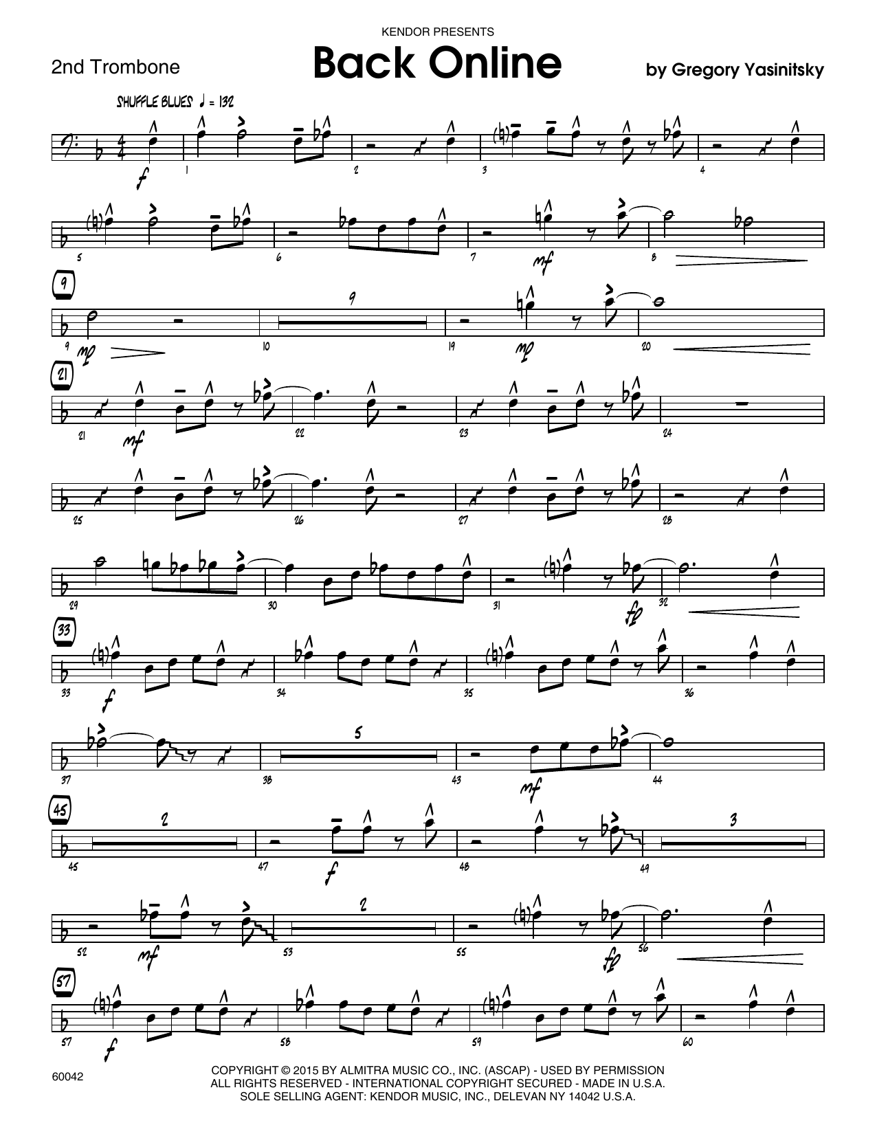 Download Gregory Yasinitsky Back Online - 2nd Trombone Sheet Music