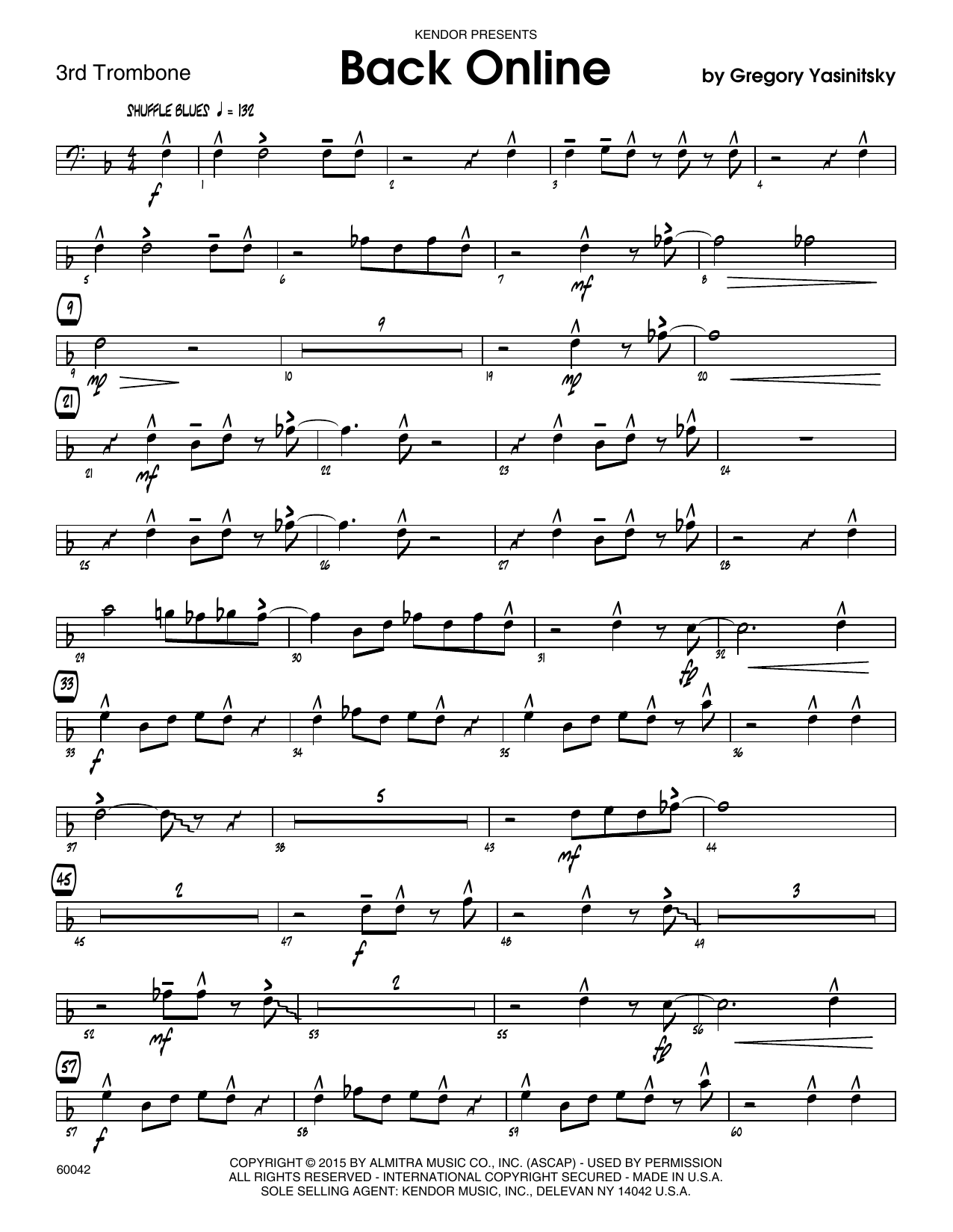 Download Gregory Yasinitsky Back Online - 3rd Trombone Sheet Music