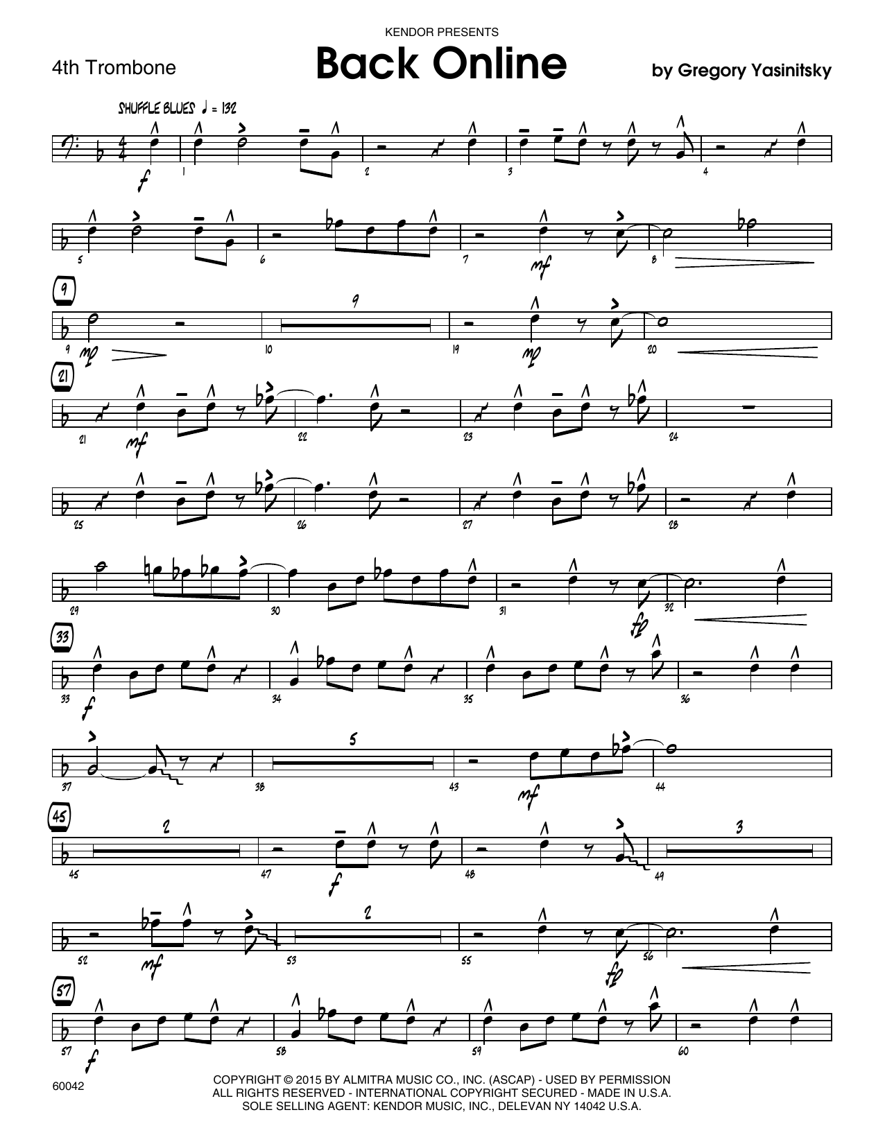 Download Gregory Yasinitsky Back Online - 4th Trombone Sheet Music