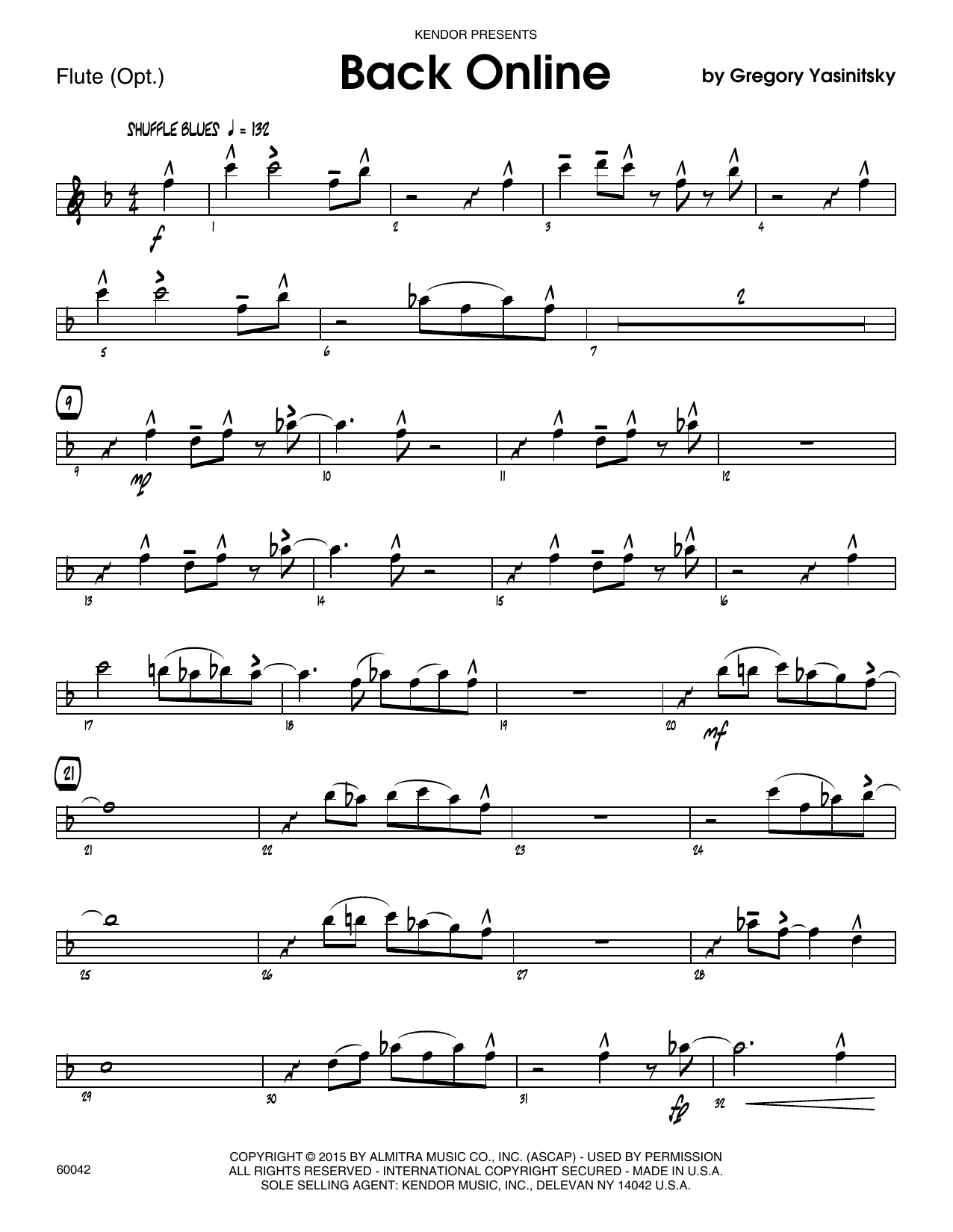Download Gregory Yasinitsky Back Online - Flute Sheet Music