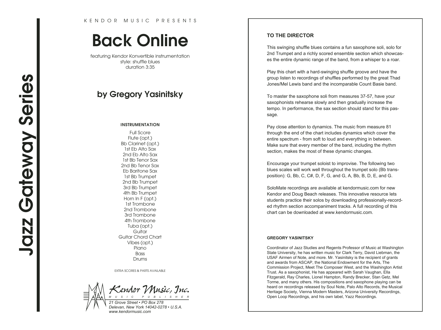 Download Gregory Yasinitsky Back Online - Full Score Sheet Music