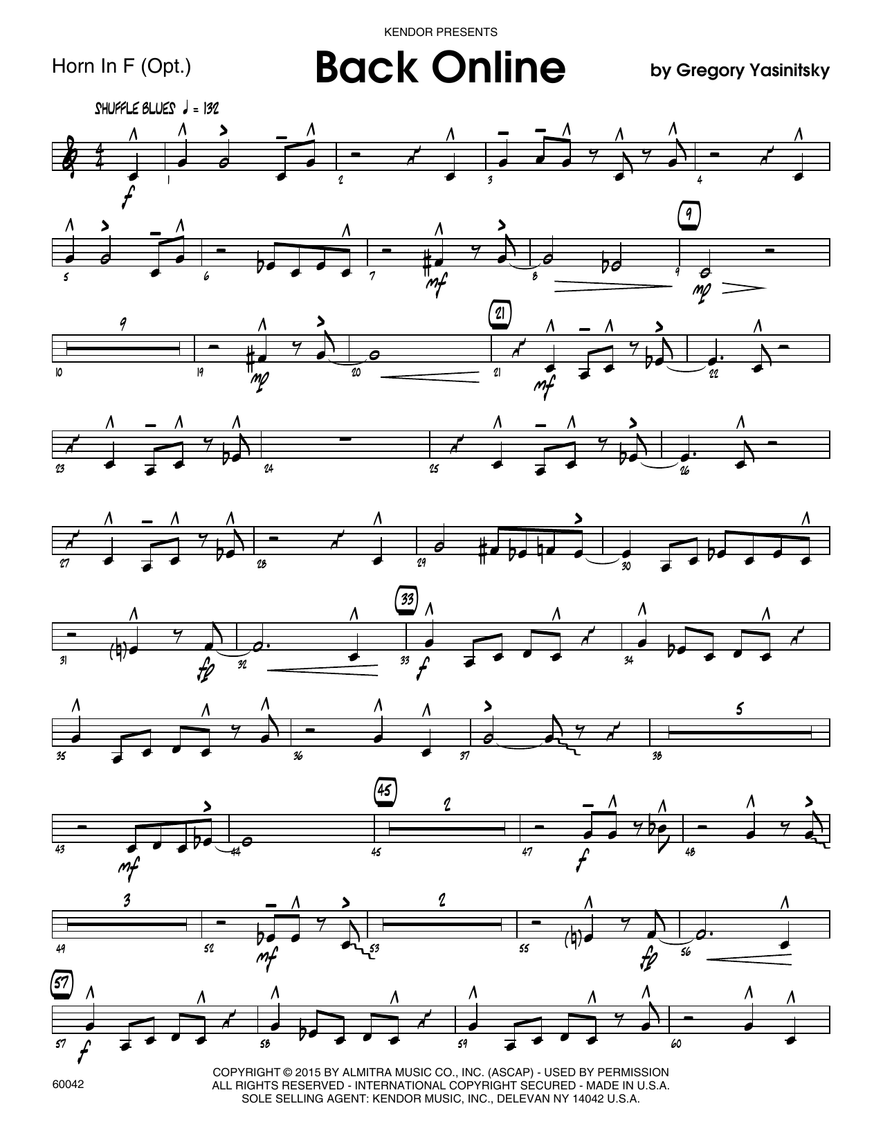 Download Gregory Yasinitsky Back Online - Horn in F Sheet Music