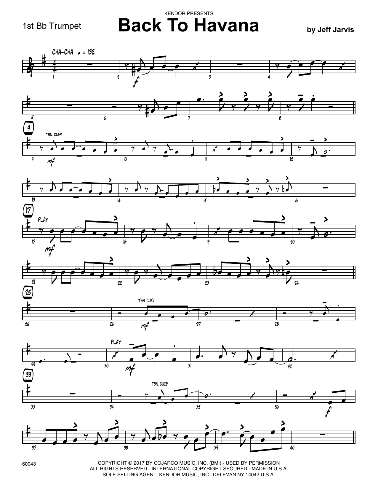 Download Jeff Jarvis Back To Havana - 1st Bb Trumpet Sheet Music
