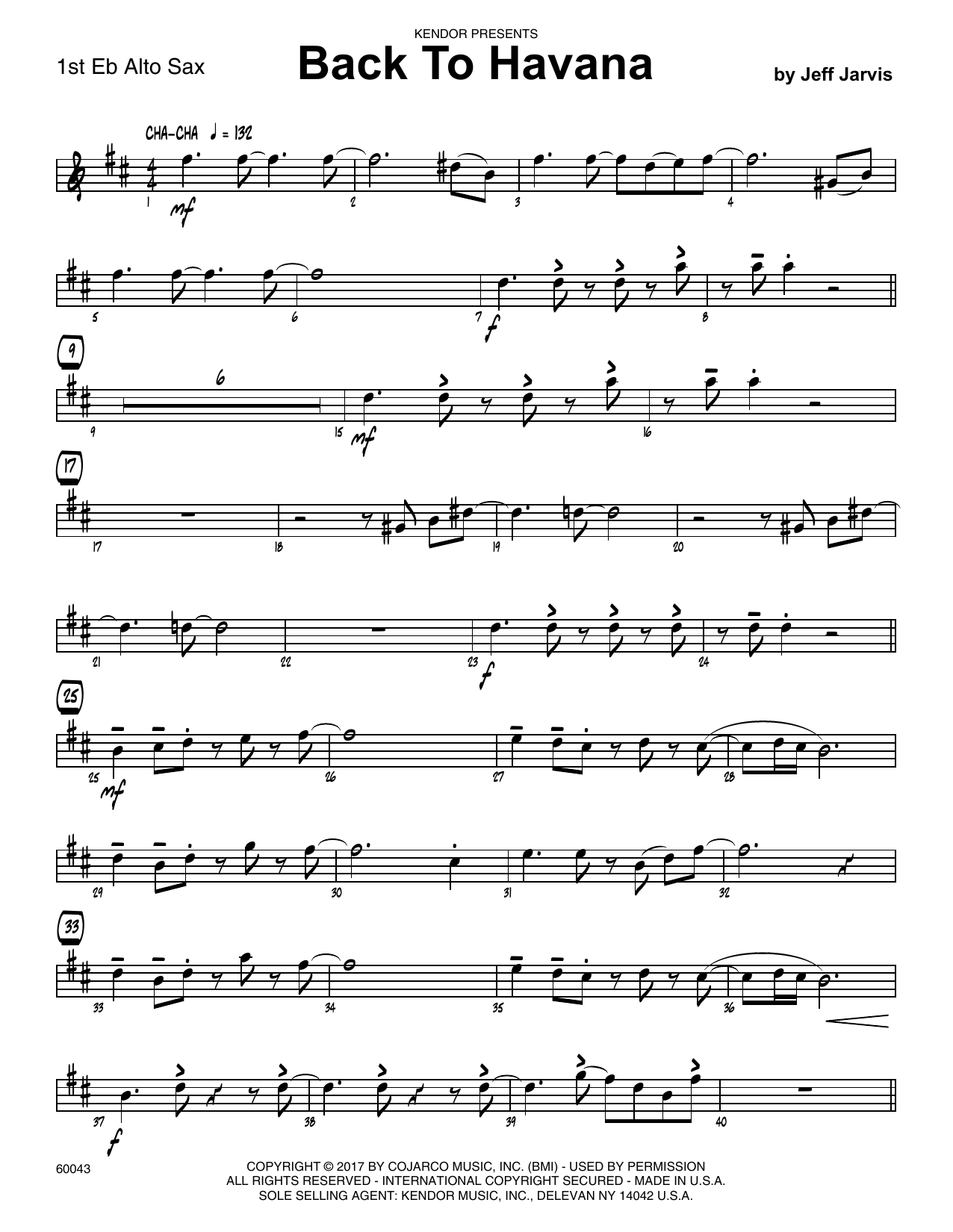 Download Jeff Jarvis Back To Havana - 1st Eb Alto Saxophone Sheet Music
