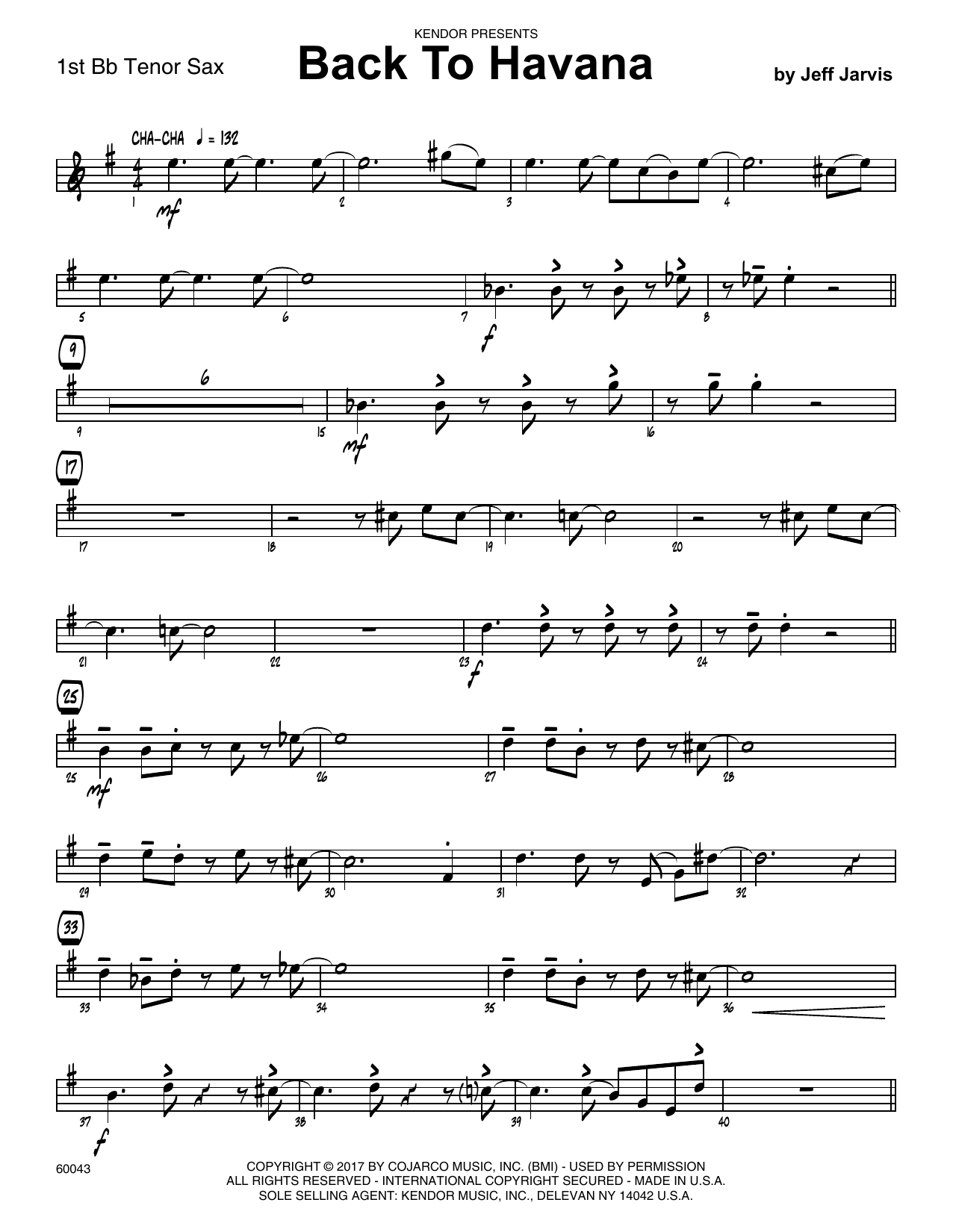 Download Jeff Jarvis Back To Havana - 1st Tenor Saxophone Sheet Music