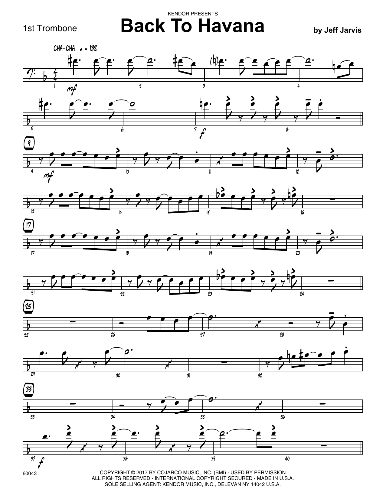 Download Jeff Jarvis Back To Havana - 1st Trombone Sheet Music
