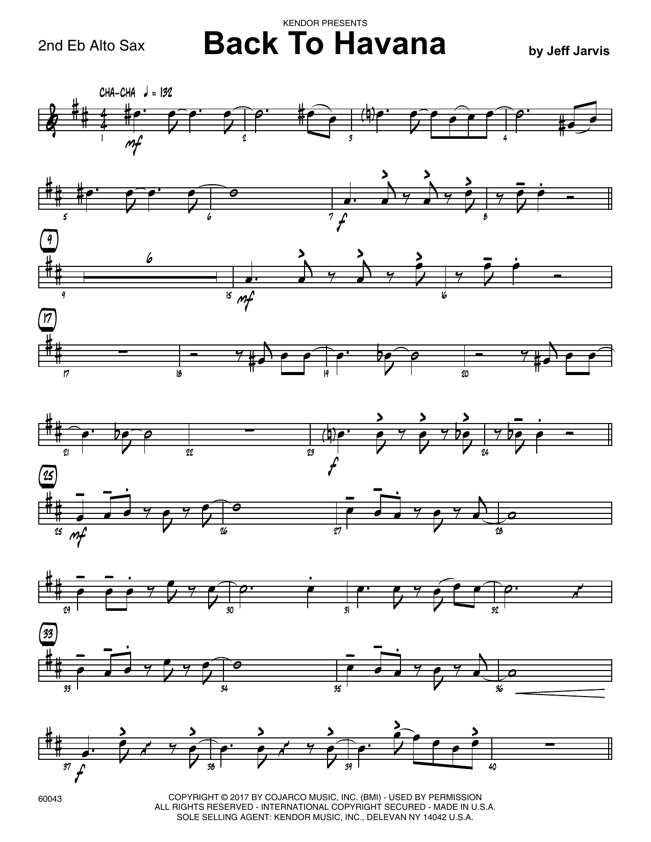 Download Jeff Jarvis Back To Havana - 2nd Eb Alto Saxophone Sheet Music
