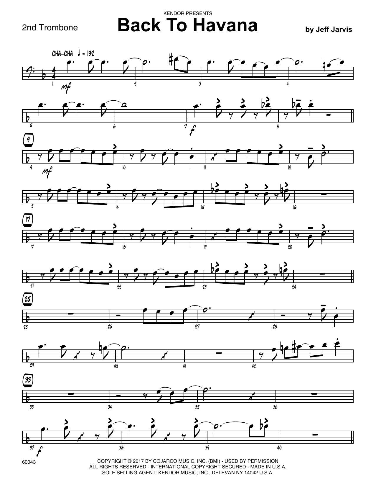 Download Jeff Jarvis Back To Havana - 2nd Trombone Sheet Music