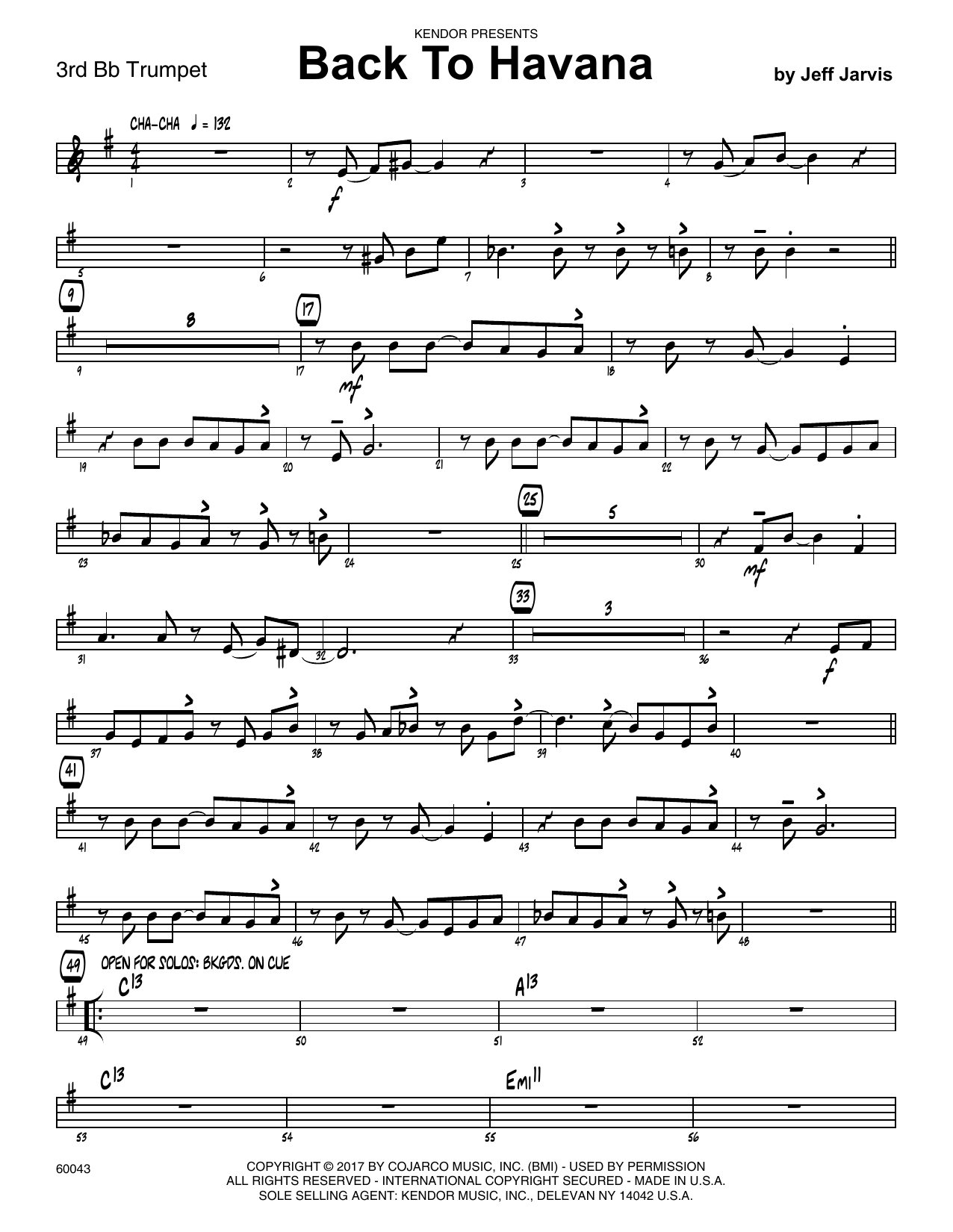 Download Jeff Jarvis Back To Havana - 3rd Bb Trumpet Sheet Music