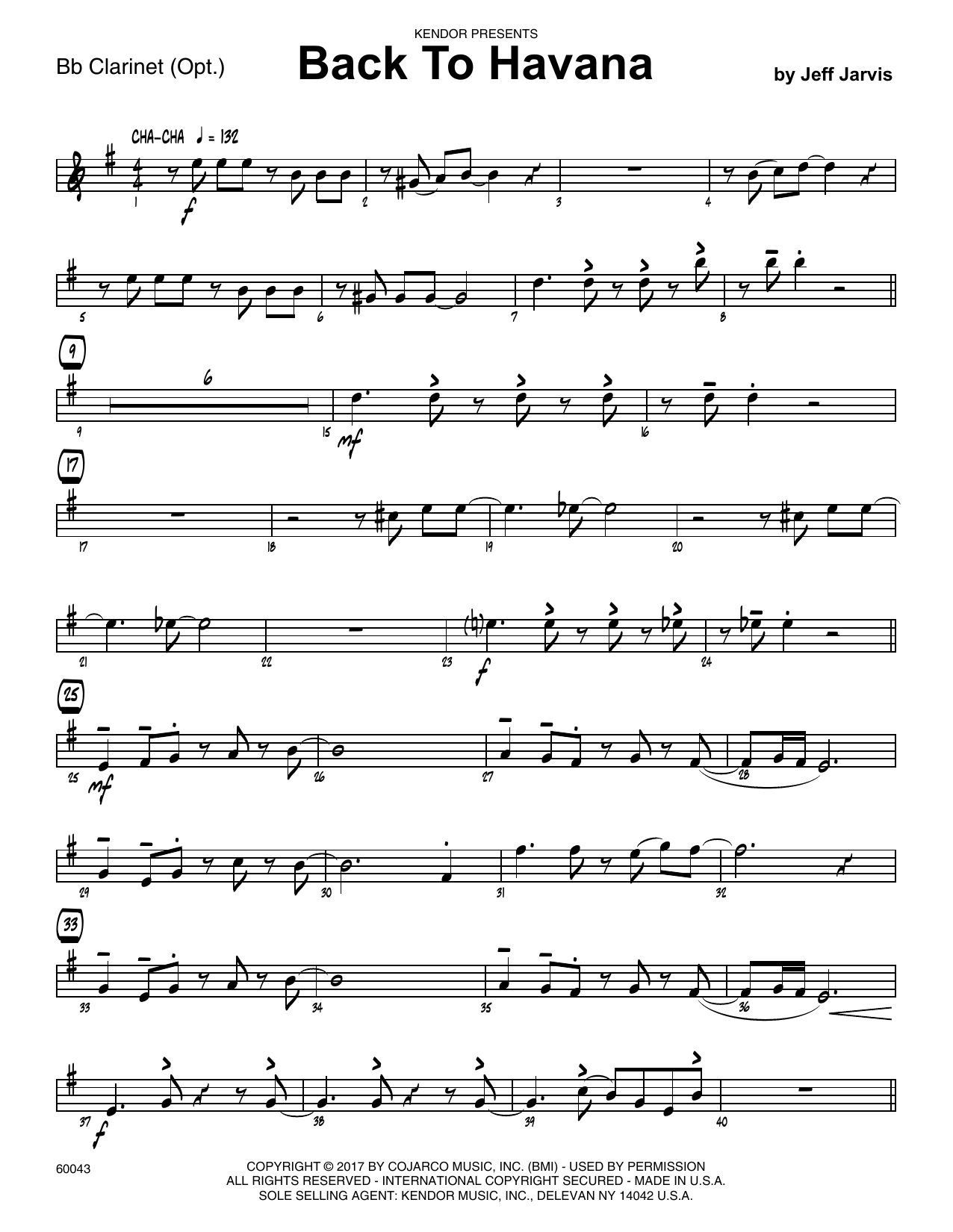 Download Jeff Jarvis Back To Havana - Bb Clarinet Sheet Music