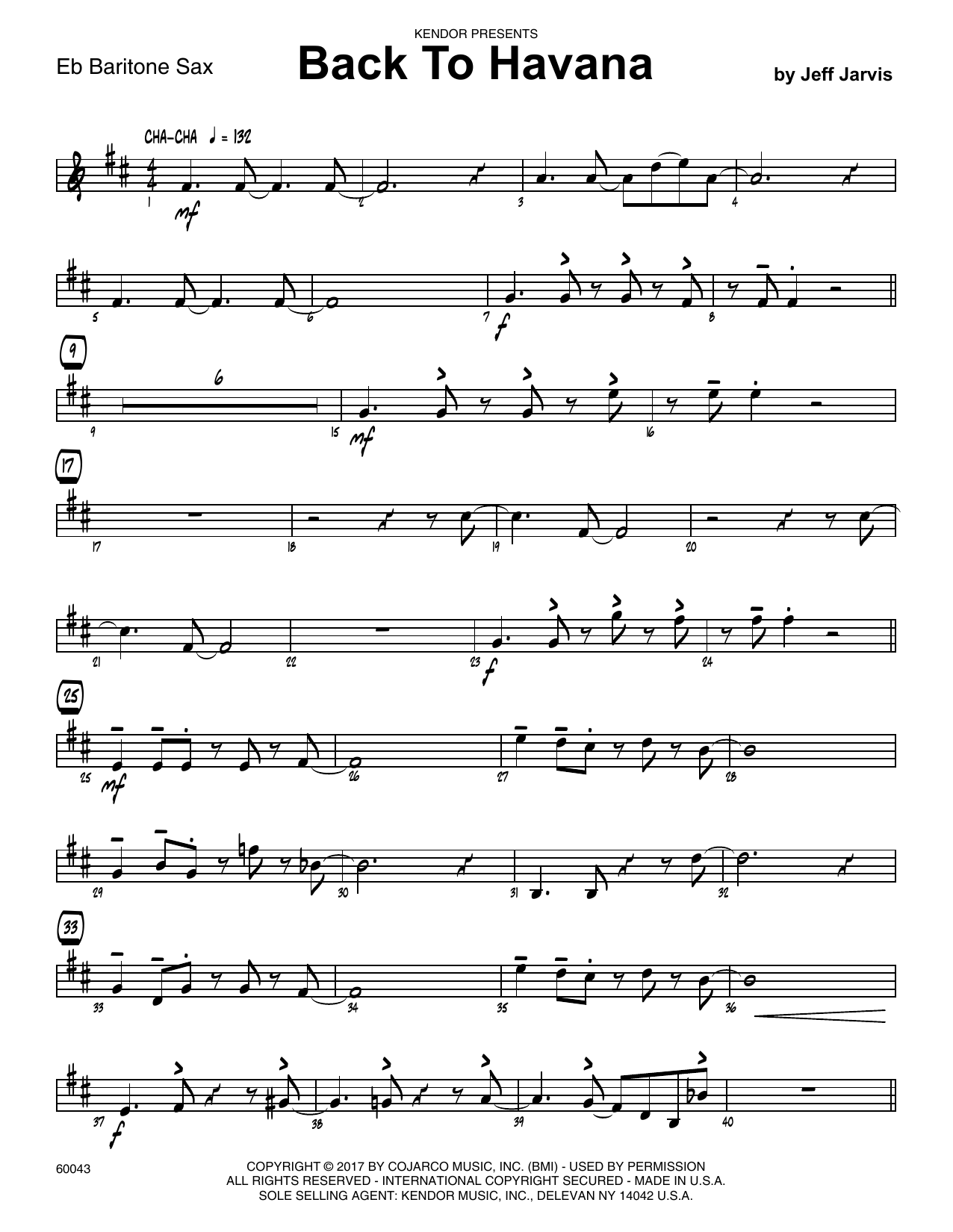 Download Jeff Jarvis Back To Havana - Eb Baritone Saxophone Sheet Music