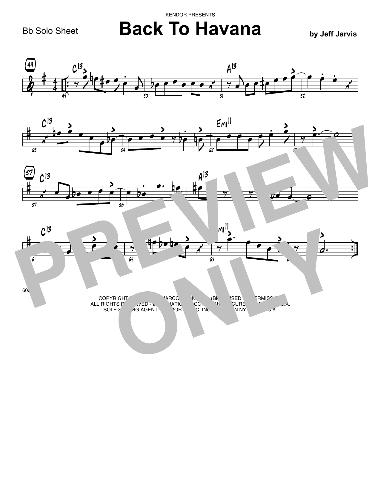 Download Jeff Jarvis Back To Havana - Solo Sheet - Tenor Sax Sheet Music