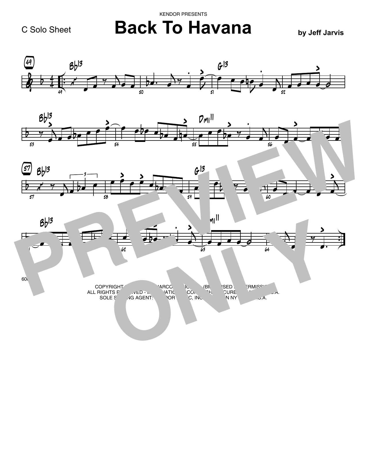 Download Jeff Jarvis Back To Havana - Solo Sheet - Trumpet Sheet Music