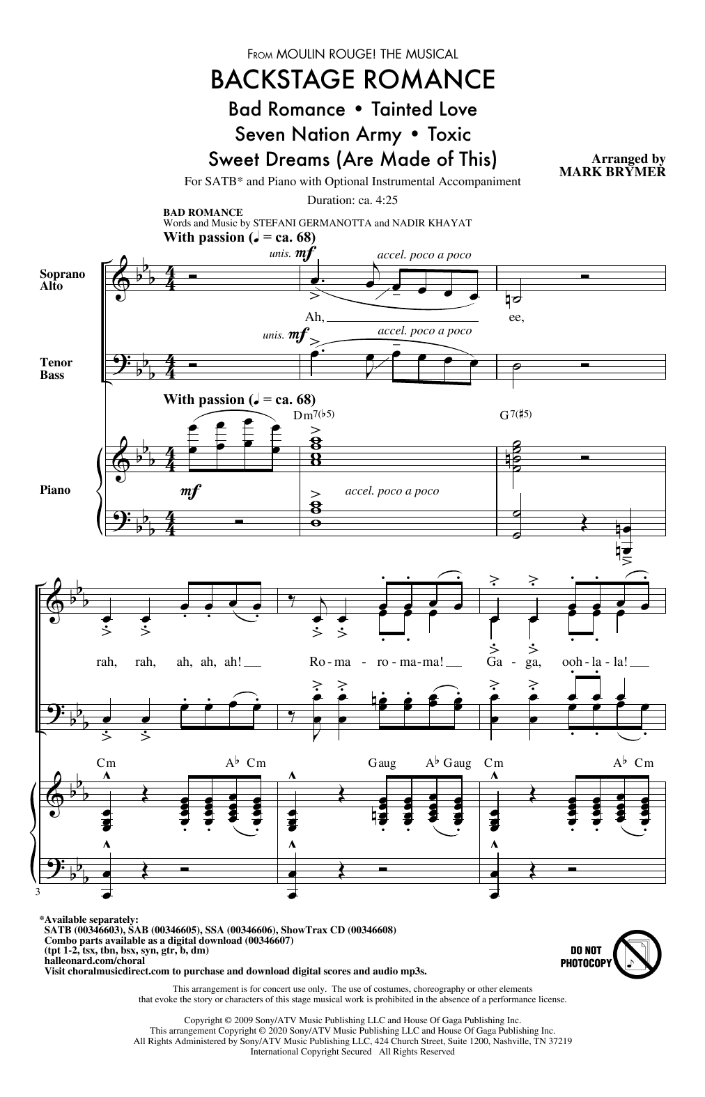 Download Mark Brymer Backstage Romance (from Moulin Rouge! T Sheet Music