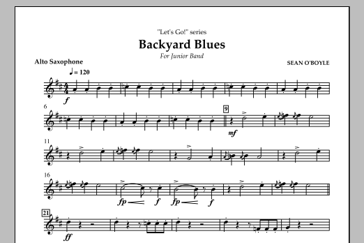 Download Sean O'Boyle Backyard Blues - Alto Saxophone Sheet Music