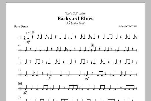 Download Sean O'Boyle Backyard Blues - Bass Drum Sheet Music