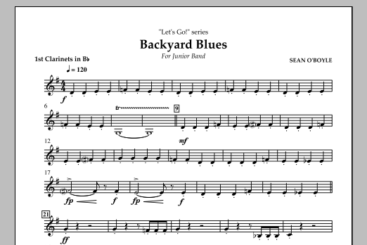 Download Sean O'Boyle Backyard Blues - Bb Clarinet 1 Sheet Music