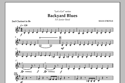 Download Sean O'Boyle Backyard Blues - Bb Clarinet 2 Sheet Music