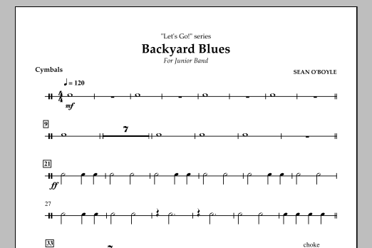 Download Sean O'Boyle Backyard Blues - Cymbals Sheet Music