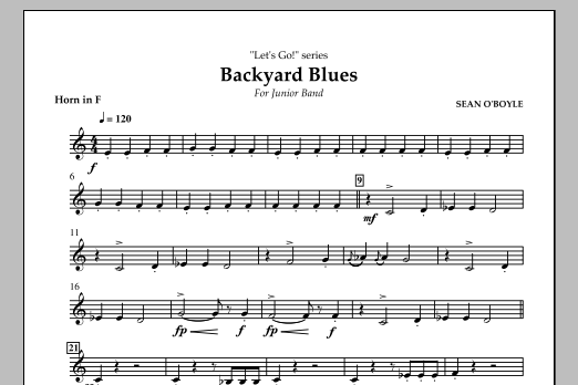 Download Sean O'Boyle Backyard Blues - Horn in F Sheet Music