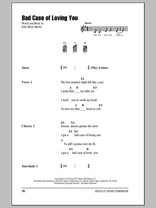 Download Robert Palmer Bad Case Of Loving You Sheet Music