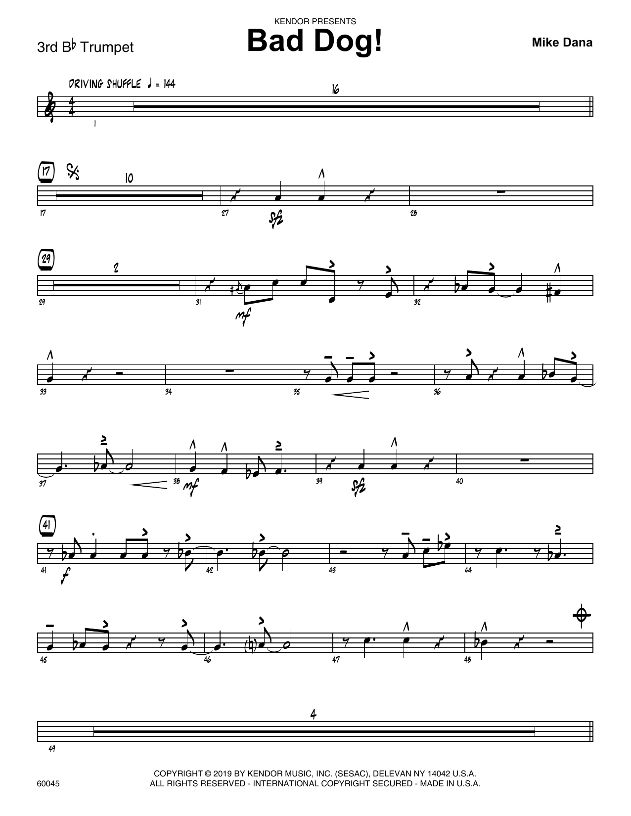 Download Mike Dana Bad Dog! - 3rd Bb Trumpet Sheet Music