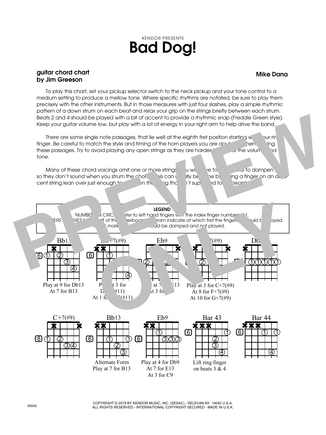 Download Mike Dana Bad Dog! - Guitar Chord Chart Sheet Music