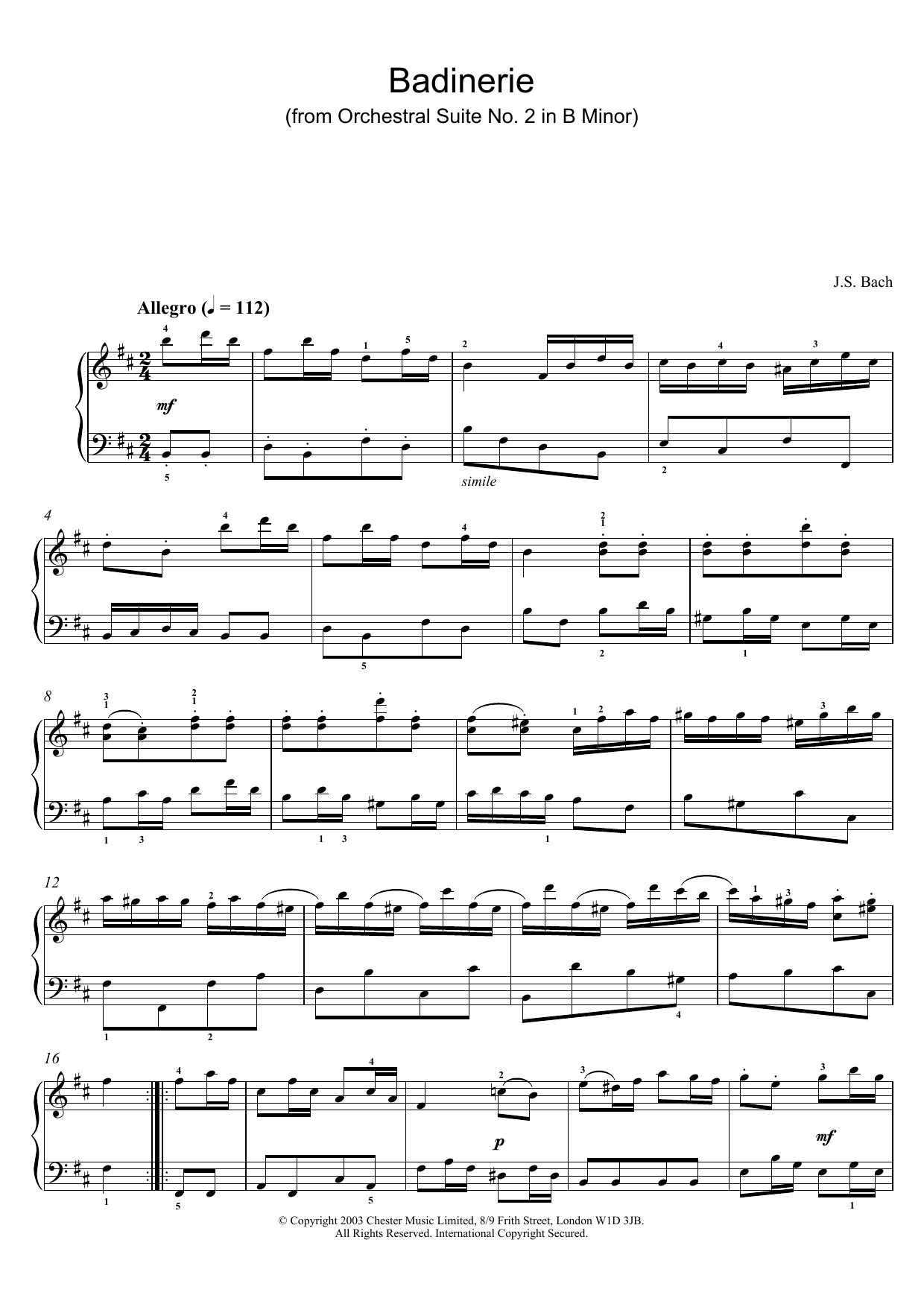 Download Johann Sebastian Bach Badinerie (from Orchestral Suite No. 2 Sheet Music