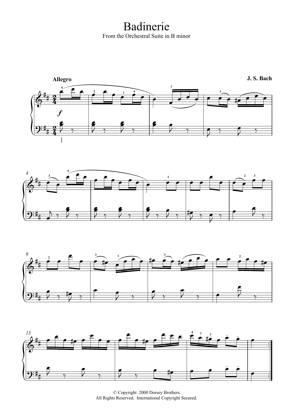 Johann Sebastian Bach Badinerie (from Orchestral Suite No. 2 in B Minor) sheet music notes printable PDF score
