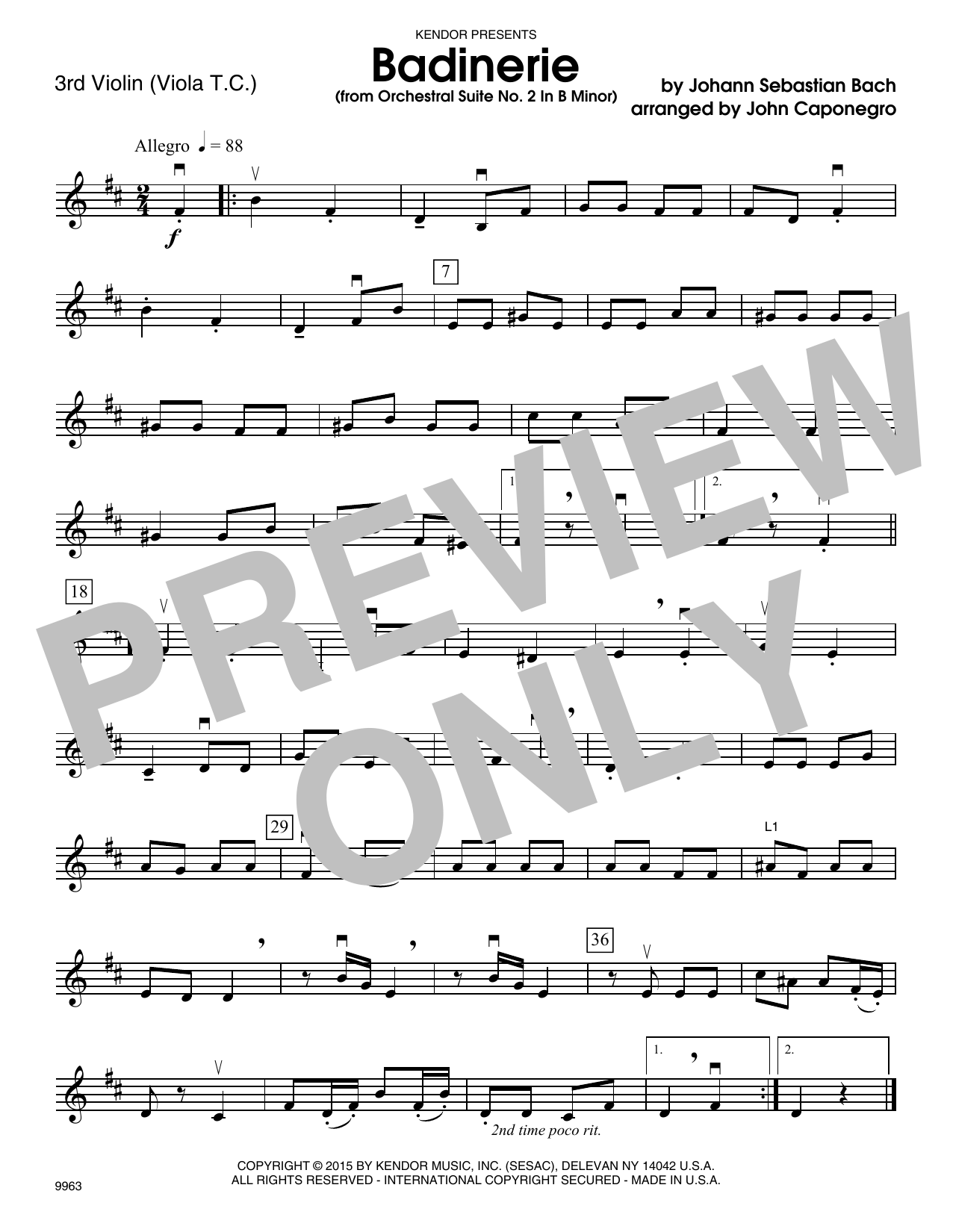 Download John Caponegro Badinerie (from Orchestral Suite No. 2 Sheet Music