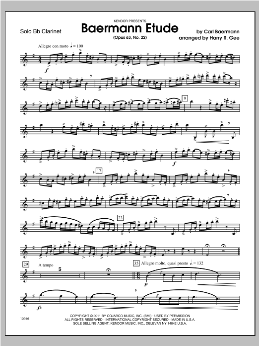 Download Gee Baermann Etude - Clarinet Sheet Music
