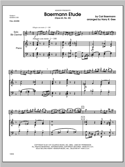Download Gee Baermann Etude - Piano/Score Sheet Music
