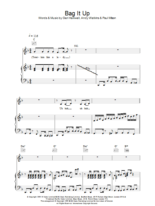 Geri Halliwell Bag It Up sheet music notes printable PDF score