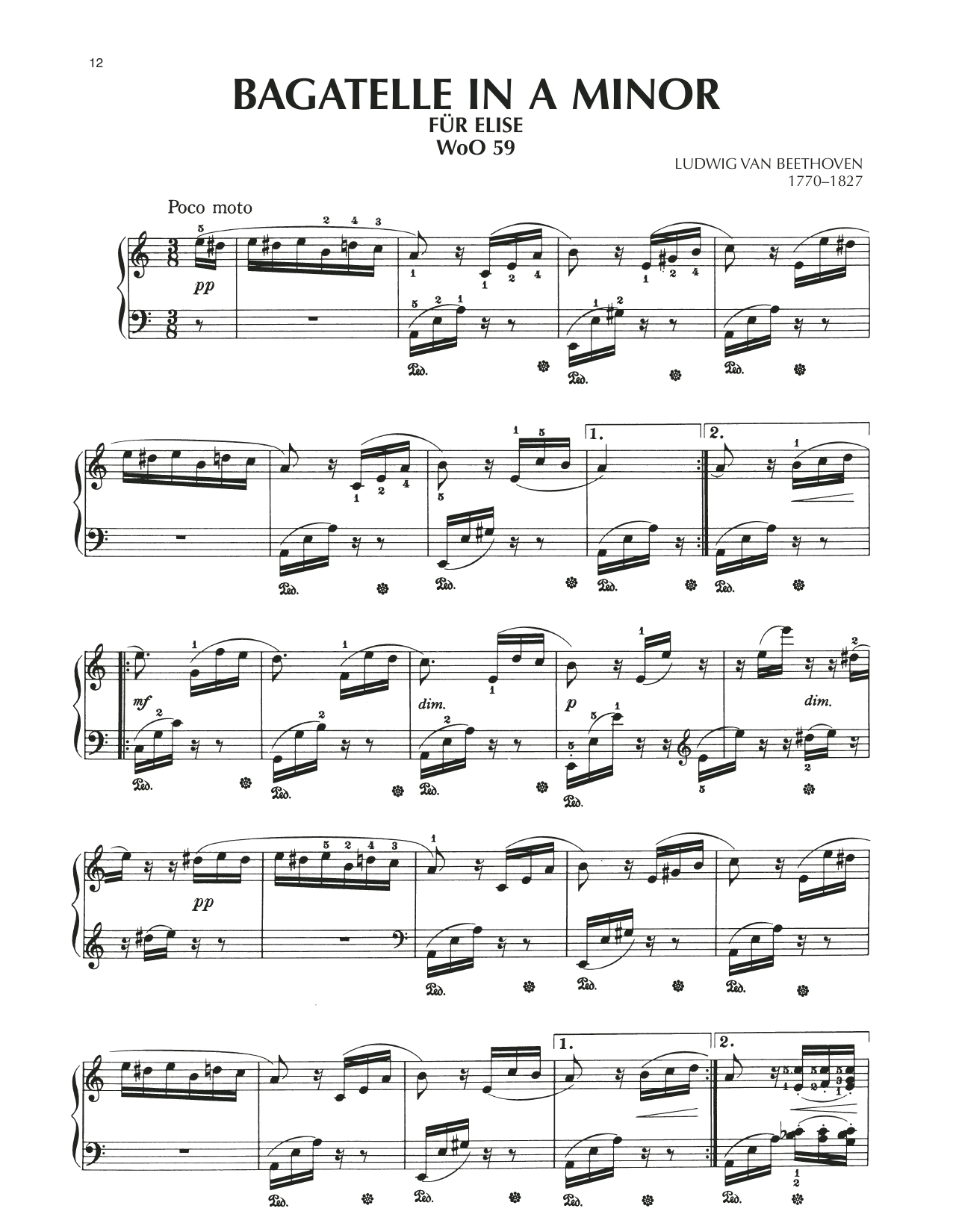 Download Ludwig van Beethoven Bagatelle In A Minor 