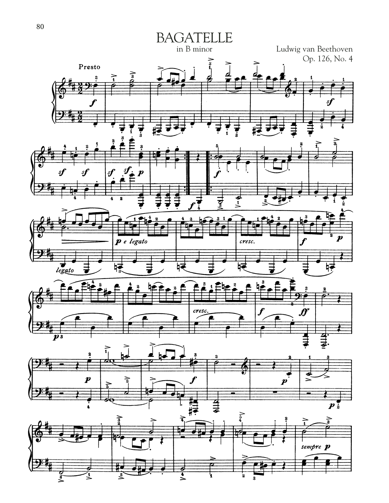 Download Ludwig van Beethoven Bagatelle In B Minor, Op. 126, No. 4 Sheet Music