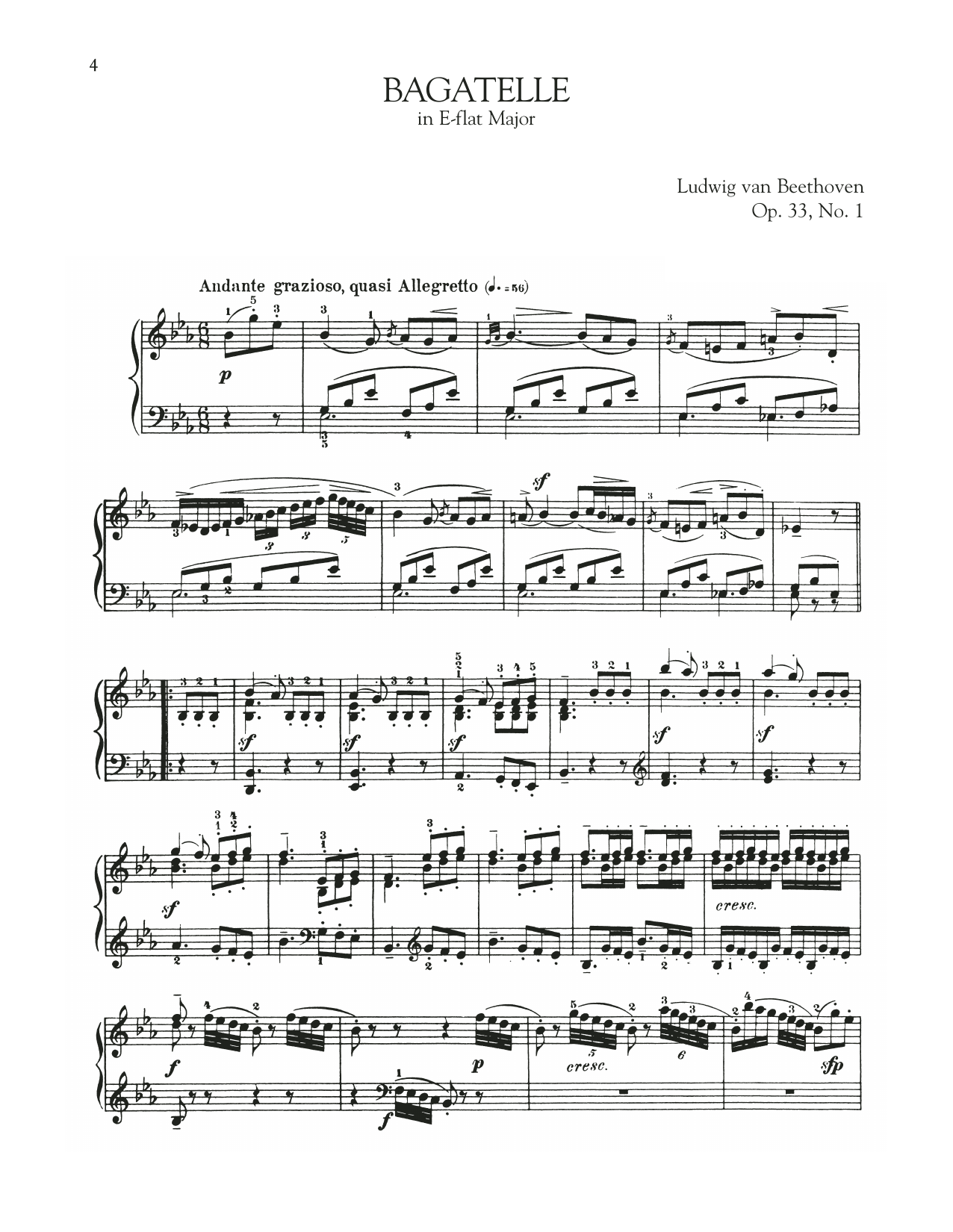 Download Ludwig van Beethoven Bagatelle In E-Flat Major, Op. 33, No. Sheet Music