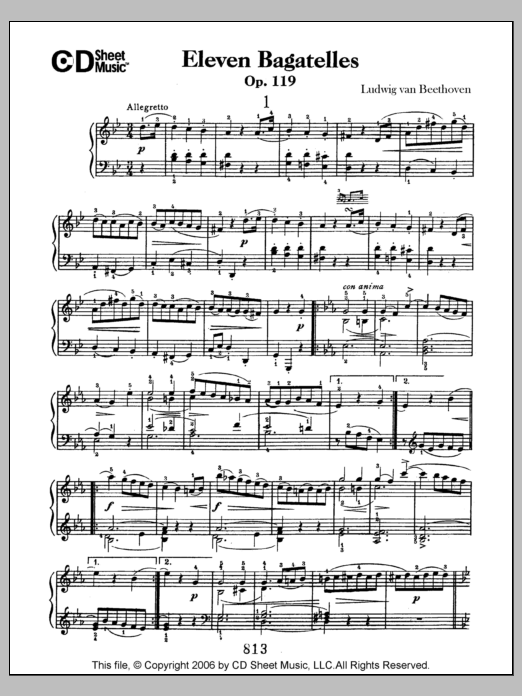 Download Ludwig van Beethoven Bagatelles (11), Op. 119 Sheet Music