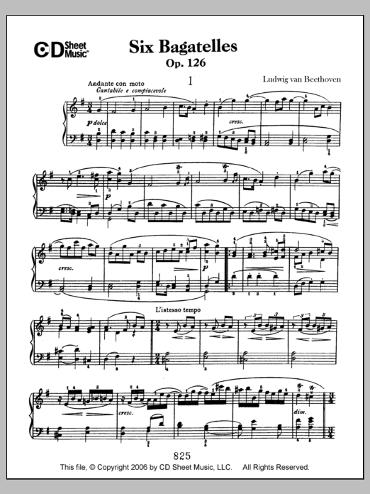 Download Ludwig van Beethoven Bagatelles (6), Op. 126 Sheet Music