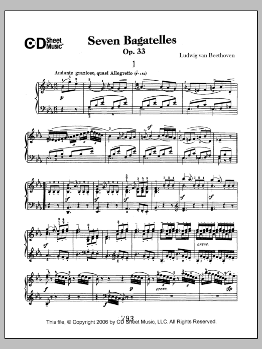 Download Ludwig van Beethoven Bagatelles (7), Op. 33 Sheet Music