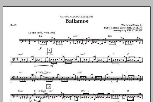 Download Kirby Shaw Bailamos - Bass Sheet Music