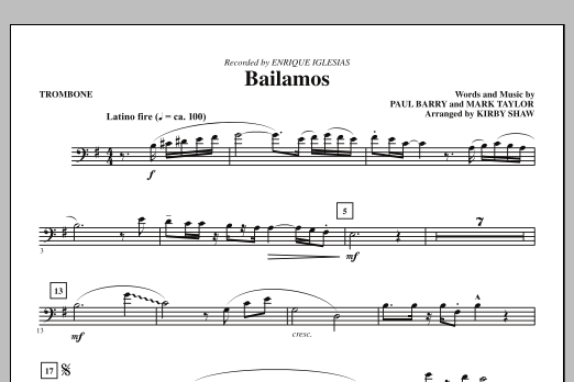 Download Kirby Shaw Bailamos - Trombone Sheet Music