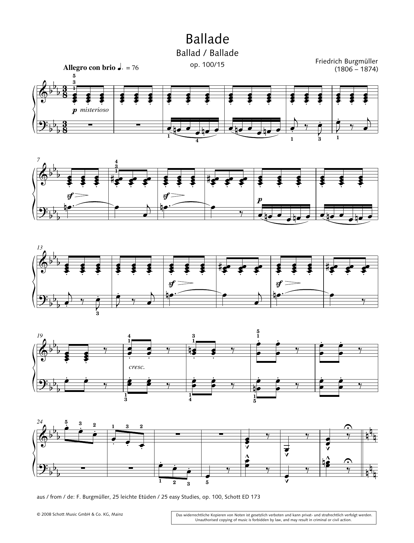 Download Friedrich Burgmuller Ballad Sheet Music