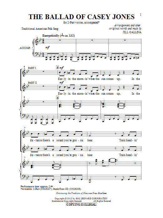 Download Jill Gallina Ballad Of Casey Jones Sheet Music